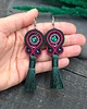 kolczyki soutache Kolczyki sutasz kolorowe różowo zielone wiosenne Cleo z chwostem 1