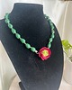 chokery Naszyjnik Choker "Szmaragdowy Ranunculus" 1