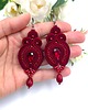 kolczyki soutache Kolczyki sutasz bordowe Verra wiszące z kryształkami 1