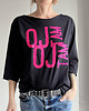 t-shirt damskie Oj tam Długi czarny Oversize 1
