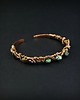 bransoletki wire wrapping Miedziana bransoleta mankietowa z turkusem i turmalinem 2