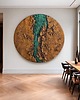 obrazy Obrazy okrągłe z wyraznym reliefem złoto szmaragd model 120326 2