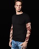t-shirty męskie Czarny t-shirt męski z tatuażami Bloody Spiders 2