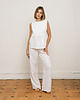 spodnie materiałowe damskie Spodnie lniane białe 1