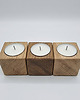 świeczniki i świece Zestaw 3 świeczników drewnianych z litego dębu na tealight 3