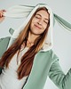 bluza z kapturem damska Bluza damska z kapturem z uszami królika na zamek zielona 3