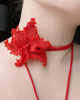 chokery Czerwona orchidea - naszyjnik choker z koralików 1