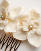 Ślubne ozdoby do włosów Ślubny grzebyk do włosów z beżowymi kwiatami 1