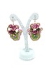 kolczyki soutache Różowo-zielone kolczyki sutasz - kolekcja Flora 1