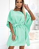 sukienki mini damskie 287-31 SOFIA Kobieca sukienka motyl z wiązaniem w pasie - miętowa 1
