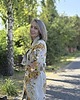 bluzki kimonowe damskie Kimono 100% len w kwiaty, wiązane paskiem. 4