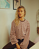 bluzki z długim rękawem damskie Longsleeve w paski kakao - róża 2