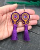 kolczyki soutache Kolczyki sutasz kolorowe pomarańczowo fioletowe wiosenne Cleo z chwostem 1
