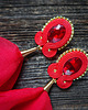 kolczyki soutache Czerwone  kolczyki soutache z kwiatami 1