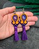 kolczyki soutache Kolczyki sutasz z chwostami pomarańczowo fioletowe kolorowe Jolly 1
