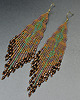 kolczyki szklane Foghar, brązowo-zielone "indiańskie" kolczyki, beading 1