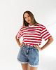 t-shirt damskie Bluzka Joy Szerokie Paski Czerwone 1