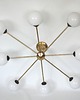 lampy wiszące Żyrandol Stilnovo style lata 60. Mosiądz, metal i szkło 8x E14 Vintage 1