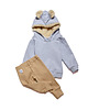 bluzy dla niemowlaka Bluza hoodie MIŚ szara z beżem 2