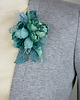 broszki Broszka z jedwabnymi kwiatami w odcieniach turkusu 1