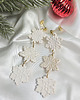 kolczyki z masy plastycznej Potrójne śnieżynki XXL kolczyki srebrno-białe 4