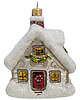 bombki Ręcznie malowana szklana bombka biały świąteczny domek ze złotymi wzorami 2