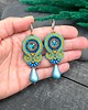 kolczyki soutache Kolczyki sutasz pomarańczowo turkusowe kolorowe z dużą łezką Cleo 1