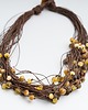 korale Naszyjnik bursztynowy w sylu boho, naszyjnik lniany, bursztyn bałtycki 1