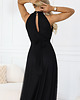sukienki maxi damskie 662-2 Elegancka sukienka wieczorowa maxi halter - czarna 4