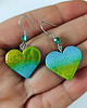 kolczyki z masy plastycznej Niebieskie Kolczyki Serca z Brokatem 3
