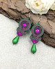 kolczyki soutache Cleo kolczyki sutaszowe kolorowe zielono fuksjowe z łezką 2