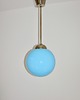 lampy wiszące Lampa wisząca z niebieskim szklanym kloszem, lata 40. 1