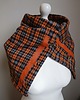 szale damskie Szal wełniany pomarańczowy w kratkę-  unikatowy 3