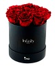 dodatki - różne Czerwone wieczne róże w czarnym dużym flower boxie 2