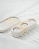 świeczniki i świece Świecznik z gipsu polimerowego 3x tealight biały ze złotymi płatkami 4