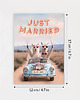 kartki okolicznościowe - wydruki Kartka Ślubna "Just Married" Personalizowana, Zabawne Alpaki w Samochodzie 1