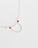 srebrne naszyjniki Rhodium Plated Open Heart Necklace in Red 2