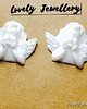 kolczyki - inne Białe kolczyki anioły sztyft handmade 1