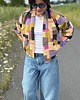 kurtki damskie Dwustronna bomberka - geometria+kwiaty 4