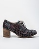 półbuty damskie OKSFORDKI NA 6 CM SŁUPKU - SKÓRA NATURALNA - MODEL 251 -  CZARNY ORNAMENT 2