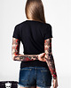 t-shirt damskie Czarny t-shirt z tatuażem Skull & Flowers 1