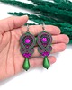 kolczyki soutache Kolczyki sutasz zielono fuksjowe kolorowe z dużą łezką Cleo 1