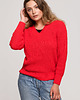 swetry damskie  Sweter z dekoltem w serek-czerwony(BK-075) 1