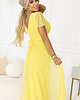 sukienki maxi damskie 562-8 NASTIA Długa sukienka z dekoltem i krótkim rękawkiem - żółta 4
