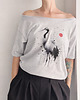 t-shirt damskie Żuraw  Szary Oversize 1
