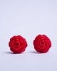 kolczyki z masy plastycznej Pojedyncze sztyfty róża czerwone 1