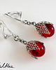 kolczyki wire wrapping Czerwone w siateczce - kolczyki (lub klipsy) 5