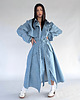 płaszcze damskie Trencz maxi oversize denim light blue 2