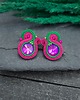 kolczyki soutache Kolczyki sutasz sztyfty różowo zielone nieregularne Ella 2