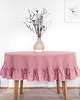 obrusy i serwetki Obrus okrągły z falbanką DUSTY PINK 1